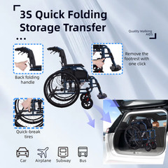 Aluminium Multi-functional Manual Wheelchair One-button Adjustable Handrail FDA