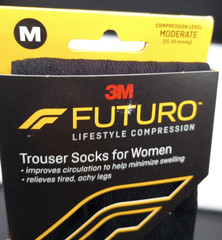 1 Pair – Futuro Trouser Socks for Women -Black Size Medium – Moderate 15-20 mmHg