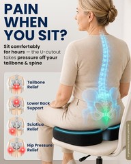 Seat Cushion – Memory Foam & Cooling Gel – Chair Cushion for Tailbone Pain Re…