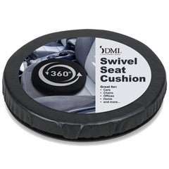 HealthSmart 360 Degree Swivel Seat Cushion, Chair 15 Diameter, Black Leather