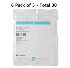 30 Coloplast EasiCleanse Disposable Bath Washcloth, 6 packs of 5 ea, 7056