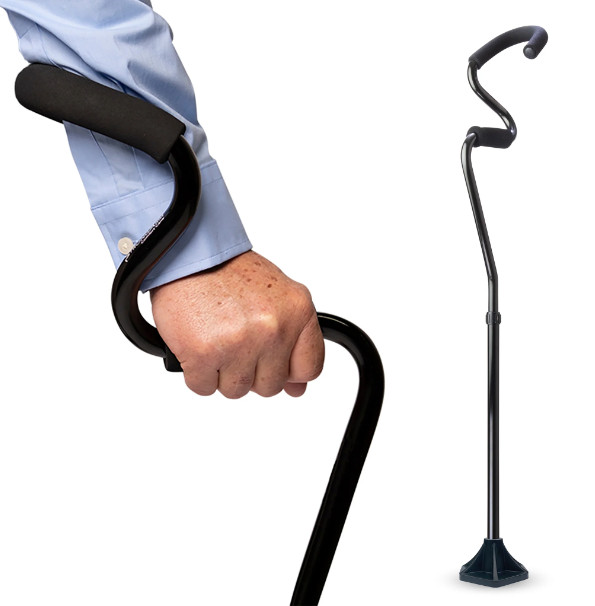 StrongArm Comfort Walking Cane w/ Self Standing Base Lightweight + Adjustable