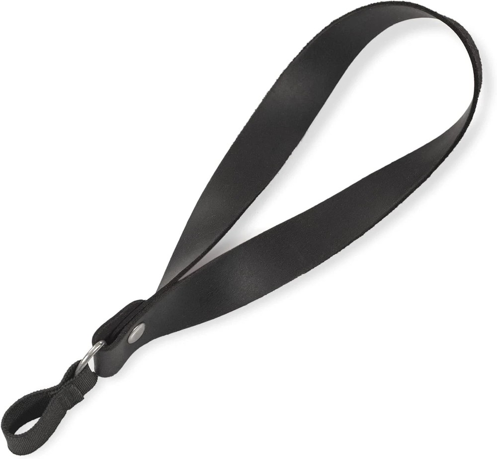 Handmade Leather Cane Strap – Stylish Wrist Strap for Canes and Walking Black
