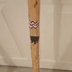 Handcrafted Wooden Walking Stick Cane , Painted Bands