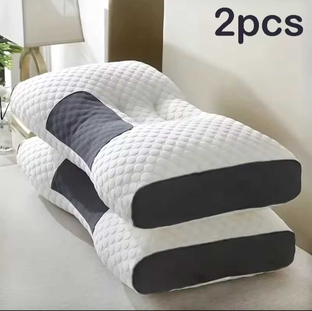 2PC Cervical Neck Pillow Set Ergonomic Orthopedic Contour Memory Foam Support Si