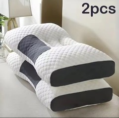 2PC Cervical Neck Pillow Set Ergonomic Orthopedic Contour Memory Foam Support Si
