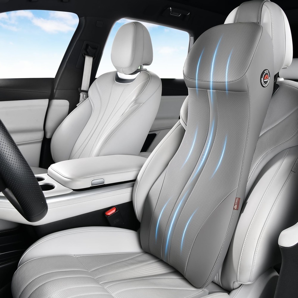 Coverado Upgraded Lumbar and Car Back Pain Relief for Car Seat Driving, Gray