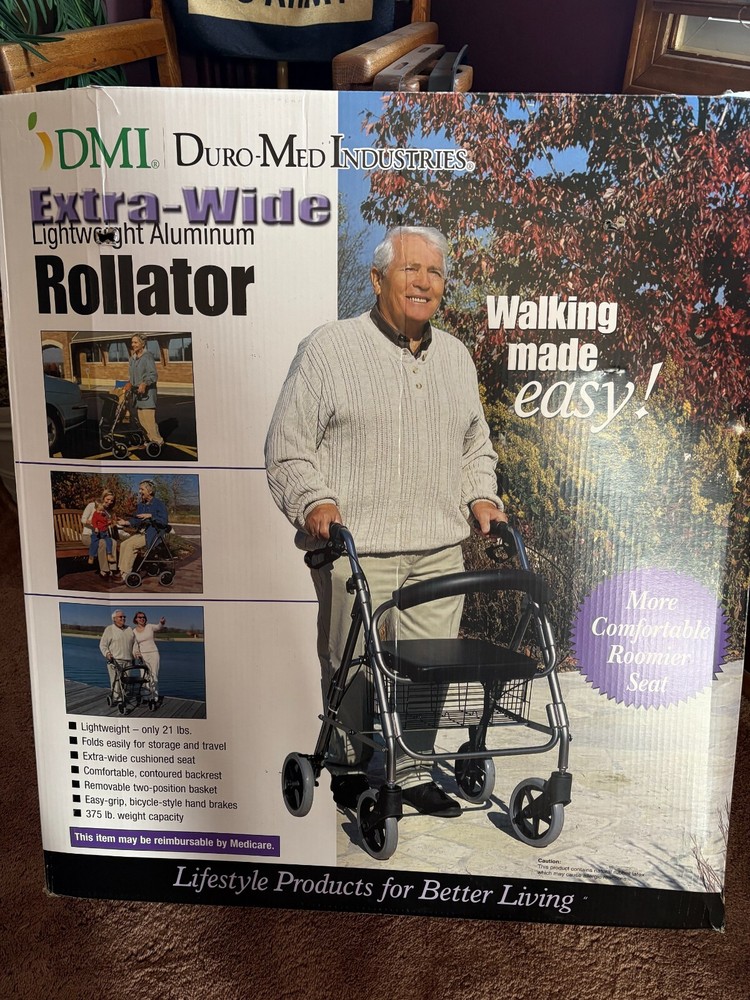 Heavy Duty Aluminum Rollator- DMI, Extra Wide, Burgundy, 375 LB, Series 1029