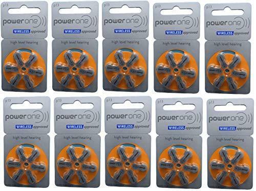 PowerOne Hearing Aid Batteries Size 13-10 Packs of 6 Cells