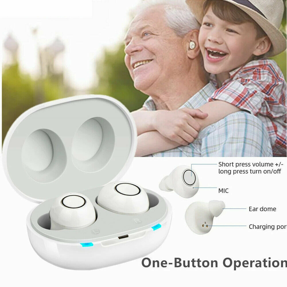 JINGHAO 1 Pair Hearing Aids Hearing Amplifier In Ear Enhancer Voice White US