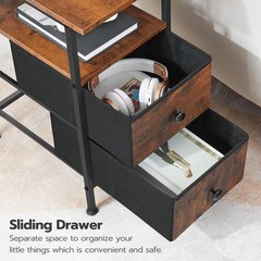 Hoobro End Table Charging Station Narrow Side Table Nightstand 2 Non-Woven