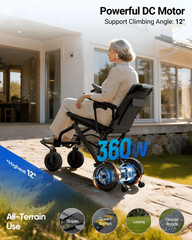 Lightweight 38Lb Foldable Electric Wheelchair Intelligent 300Lb All Terrain FDA