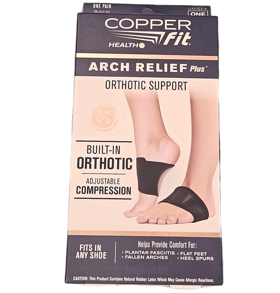 Copper Fit-Arch Relief Plus – With Orthotic Support – Black – Foot Compression