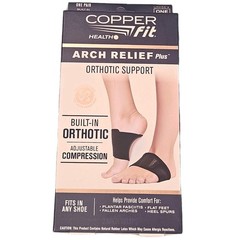 Copper Fit-Arch Relief Plus – With Orthotic Support – Black – Foot Compression