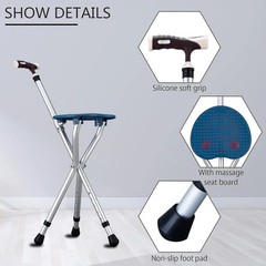 Hold 440 Lbs Folding Canes with Seat Walking Stick Height Adjustment Cane Seat C
