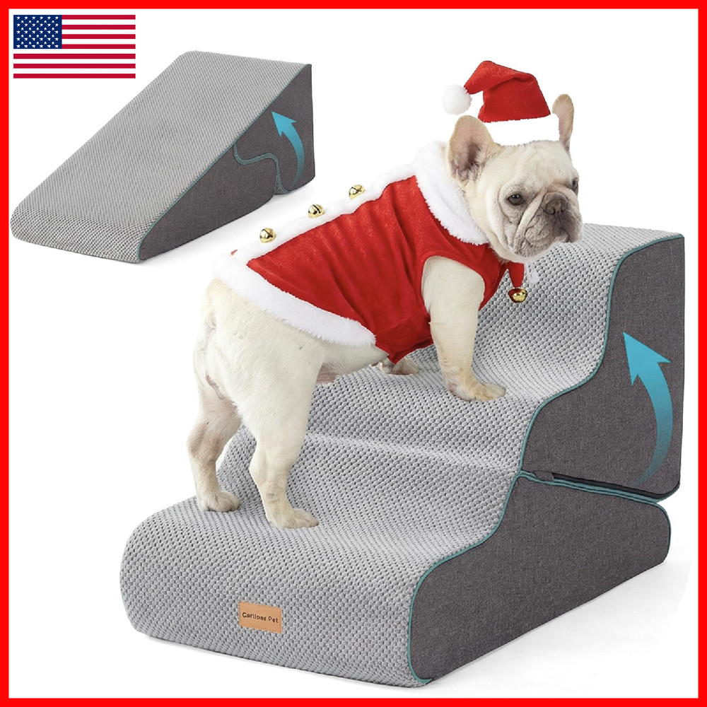 Gardner Pet Dog Stairs For Small Dogs 16.5 H 2 In 1 Transformable 3-Step Pet