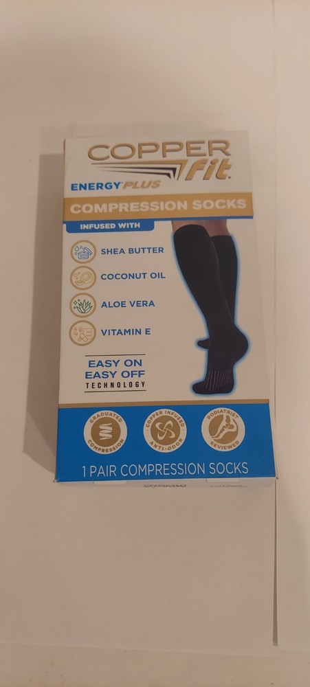 Copper Fit Energy Plus Compression Socks Sz S / M (Men’s 6-9, Women’s 7-10) NEW