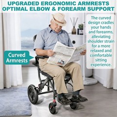 Irtme Ultra Lightweight Foldable Wheelchair，Carbon Steel Frame/Honeycomb Wheels
