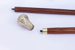 Antique Solid Brass derby Head Handle Nautical Vintage Wooden Walking Stick Cane