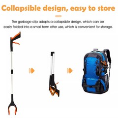 Foldable Reacher Grabber Tool Rotating Jaw & Magnet Trash Picker Heavy Duty