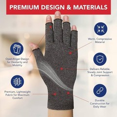 2 PAIR Dr. Arthritis Compression Gloves Doctor Developed Arthritis Fingerless SM