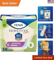 56 Count TENA Sensitive Care Pads – Triple Protection for Women, Heavy Leakage