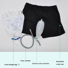 Male Wearable Incontinence Pants Urinal Leg Bag Silicone Urine Funnel Collector