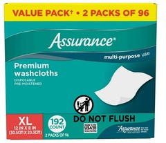 Premium XL Washcloths for Adults Disposable & Pre-Moistened 192 Count
