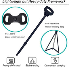 Walking Cane with Seat 2-In-1 Foldable Walking Sticks Chair for Men Women Elderl