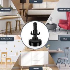 Holimax 10 Set Adjustable Furniture Leveling Feet, 1.4*2.2 inches, Black