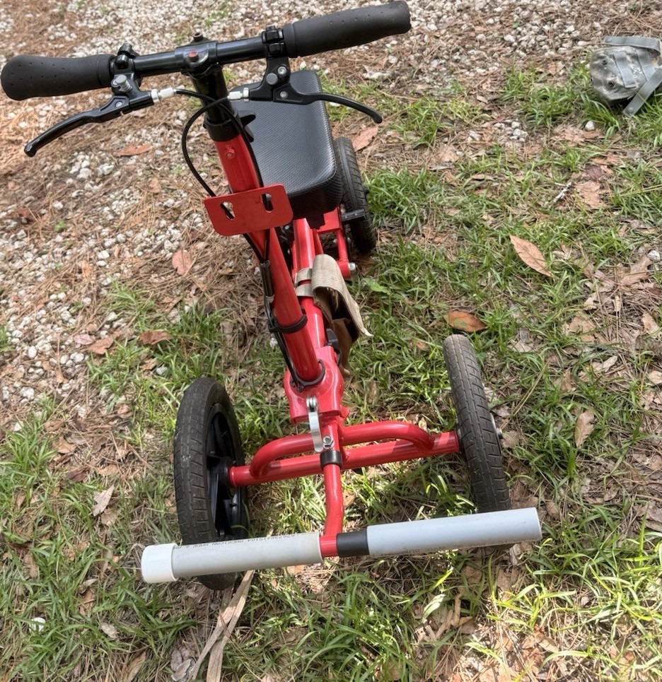 Lightweight Red/Black 4-Wheel Mobility Scooter with Seat and Handlebar