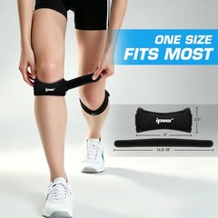 IPOW Patella Tendon Knee Strap 2 Pack Pain Relief & One Size, Black