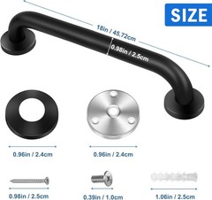 Sturdy 18 Inch Black Grab Bars Made from 304 Stainless Steel for Bathroom Safety
