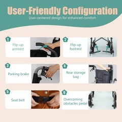 Small Folding Lightweight Aluminum Wheelchair,Weight Only 18 Lbs,Capacity 275Lbs