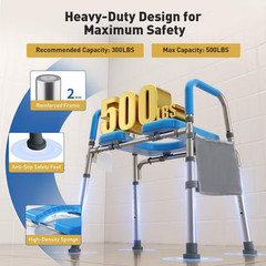 WHLICKS Raised Toilet Seat with Handles Width & Height Adjustable Toilet (180)