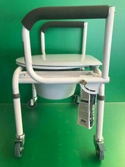 Drive Medical* Commode Chair Padded Drop Arm Steel Frame 18″ to 24″ Height Adj.