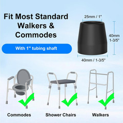 Walker Tips (8-Pack), 1 Inch Replacement Feet Caps for Walker, Heavy Duty Rubber