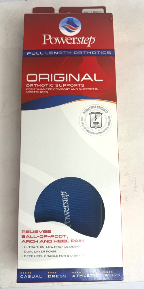 Powerstep Original Full Length Orthotics Arch Heel Support Insole Size E Unisex