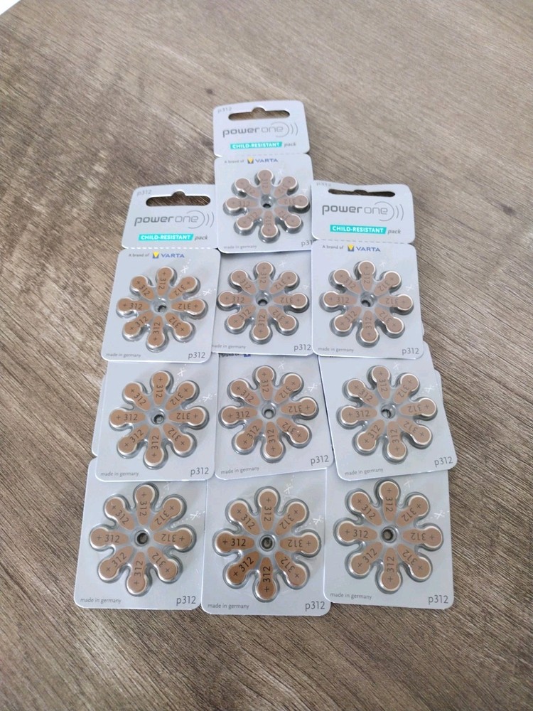 PowerOne Hearing Aid Batteries PR41, p312, SIZE 312 (80 Batteries)