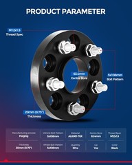 KAX 5×108 20mm Hub Centric Wheel Spacers 5 Lug for Ford Focus Fusion Escape