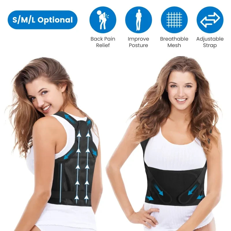POSTURE CORRECTOR FOR WOMEN MEN ADJUSTABLE BACK BRACE 3 SIZE