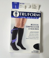1 Pair Truform + 1 Pr Copper Fit Compression Stockings Men/Women Black L/XL NEW