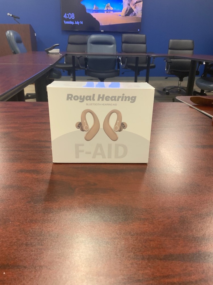 NIB Royal Hearing model F-Aid Bluetooth Tan Hearing Aid NEW & SEALED