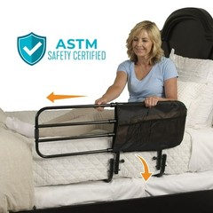 Stander EZ Adjust Bed Rail – Senior Safety Rail with Pouch, Black, ASTM Approved