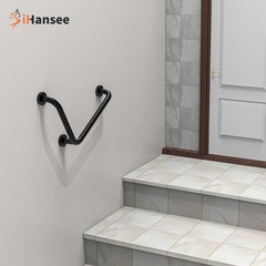L-Shaped Angled Grab Bar 12×16 Inch Matte Black Anti-Slip Knurled Shower Hand…