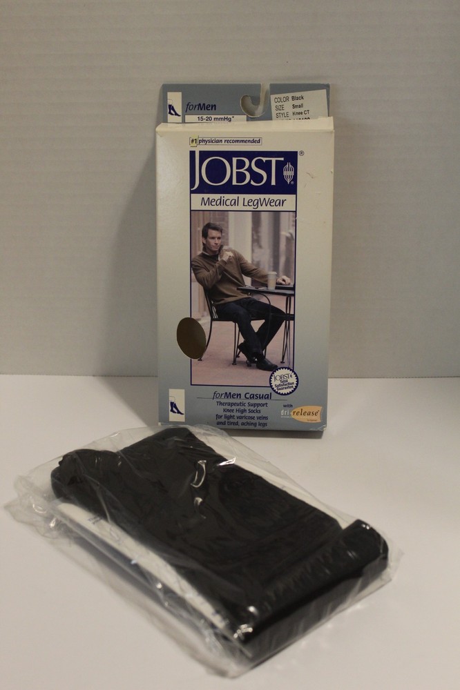 JOBST for Men Casual Knee High Compression Socks-15-20 mmHg-Black-Small-113100