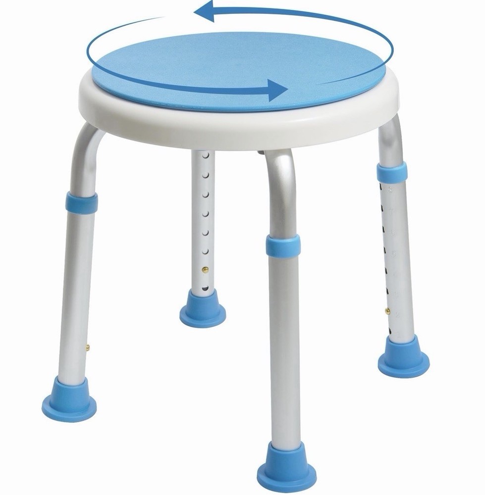 Vaunn Medical Swivel Adjustable Shower/Bath Stool Blue
