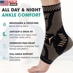 Ankle Brace for Women & Men, Ankle Compression Sleeve Support Copper Infused Ank