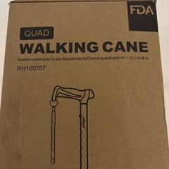 Adjustable Quad Cane 300 lb – 4 Prong Base for Stability, Walking Cane