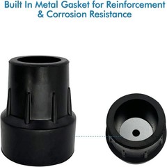 Eco-Friendly 1-Inch Cane Tips, Black – Metal Reinforced, Pack of 2 for Safety